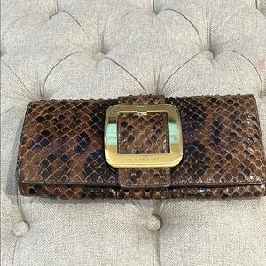 MICHAEL KORS COLLECTION Gorgeous GENUINE PYTHON Clutch with Gold Buckle